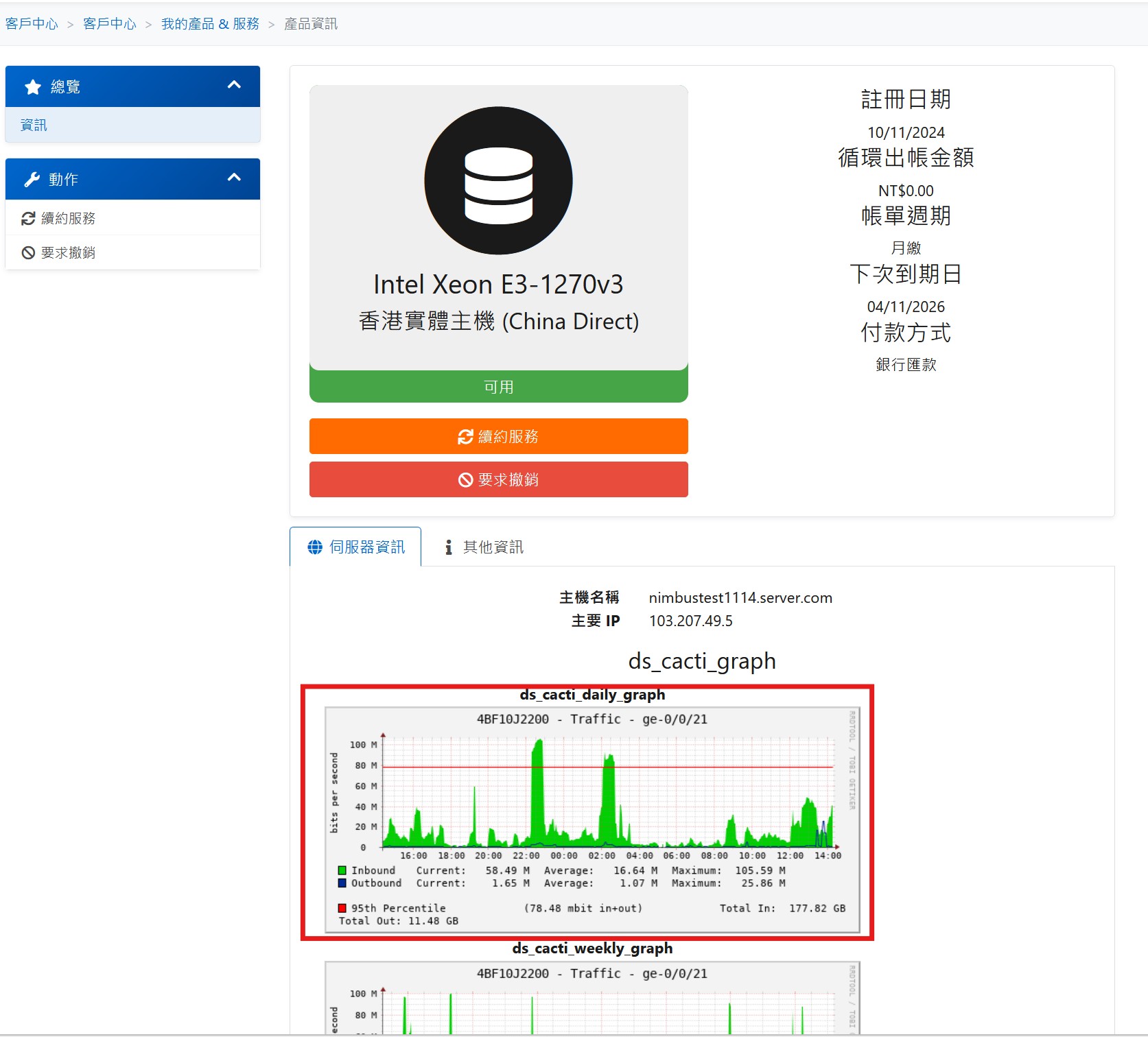 查看流量圖表
